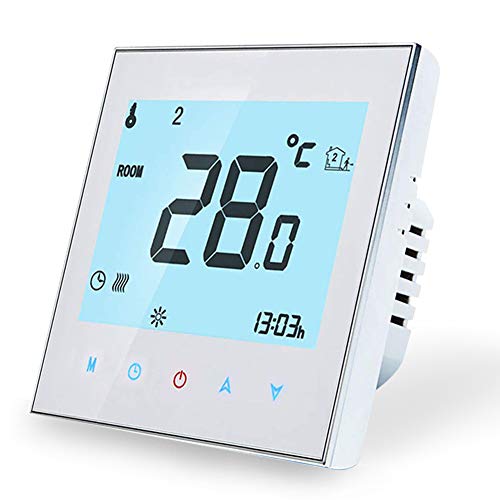 Termostato Calefaccion para Caldera de Gas/Agua - Termostato Digital Wifi Inteligente Compatible con Alexa Google Home,controlador de temperatura programable casa 220V,3A