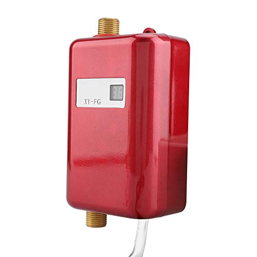 Mini calentador de agua sin tanque, 220V 3800W Mini calentador de agua caliente instantáneo sin tanque eléctrico Cocina de baño Calentador de agua de lavado Calentador de agua instantáneo(rojo)