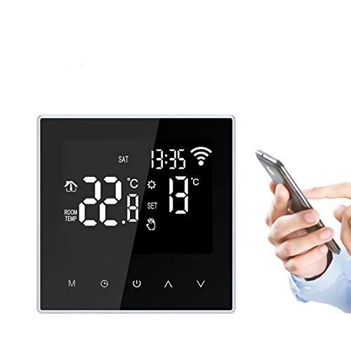 Termostato Inteligente WiFi programable para calefacción de calefacciónpor suelo, termostato calefaccion Con Pantalla LCD , control de la aplicación, 16A (negro)